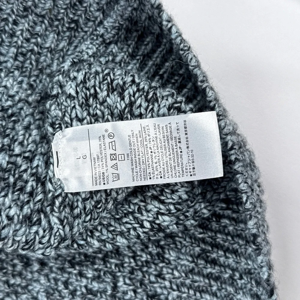 Banana Republic Mens Sweater Large Grey Marl Textured Roll Neck Wool Blend Cozy
